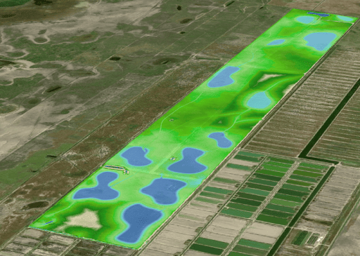 Figure 2. Model of future mitigation site hydrologic conditions following restoration activities